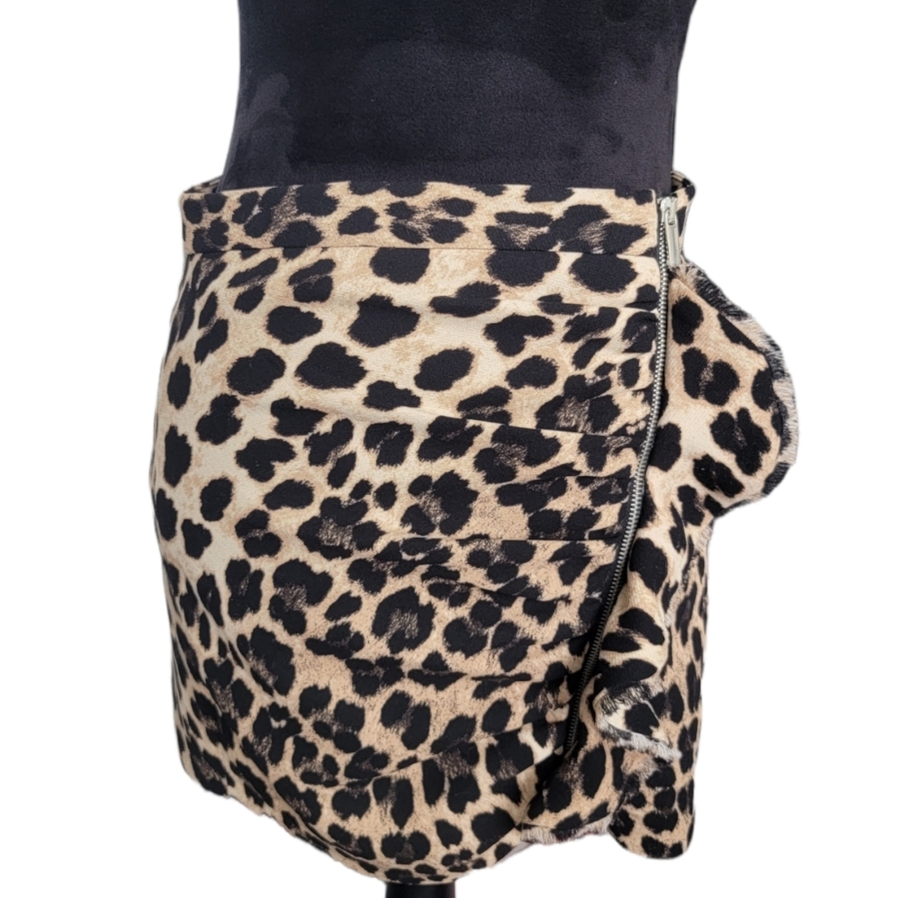 Zara Basic Collection Ruffle Trim Leopard Print M… - image 3